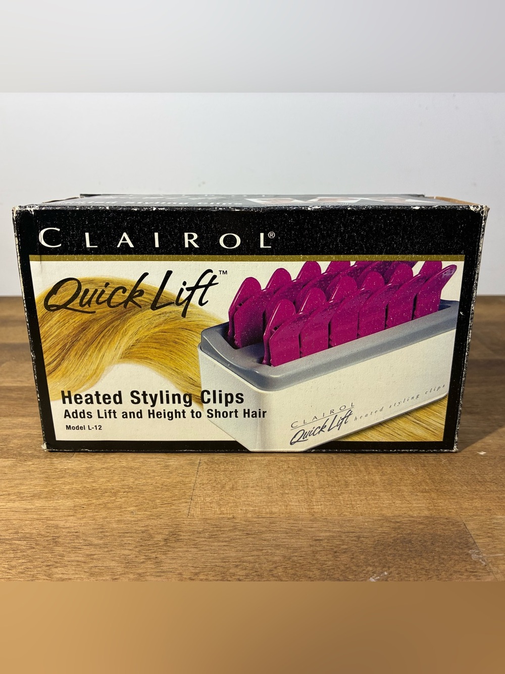 Vintage Clairol Quick Lift Heated Styling Clips L-12 Pink 12pc w/ Box